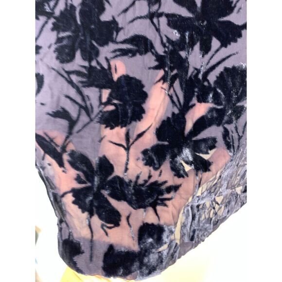 Perse Women’s Silk Blend Crew Neck Floral Velvet Long Sleeve Top Navy Size 8 - Picture 3 of 7